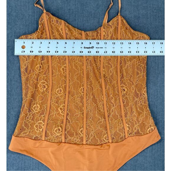 AFRM Lace Bodysuit Women 1X‎ Orange Romantic Corset Style Adjustable Straps - Picture 4 of 8